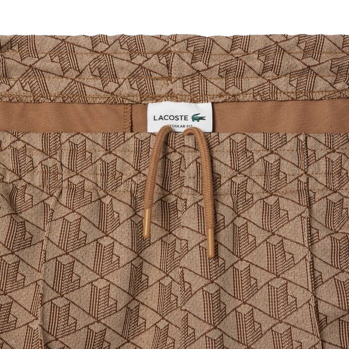Lacoste Pantalon de survêtement Paris jacquard monogramme - Croissant/Cookie