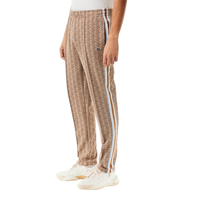Lacoste Pantalon de survêtement Paris jacquard monogramme - Croissant/Cookie