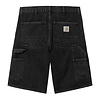 Single Knee Short - Black (Stone Washed)