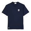 Lacoste T-shirt Message Effet Piqué Au Dos - Bleu Marine