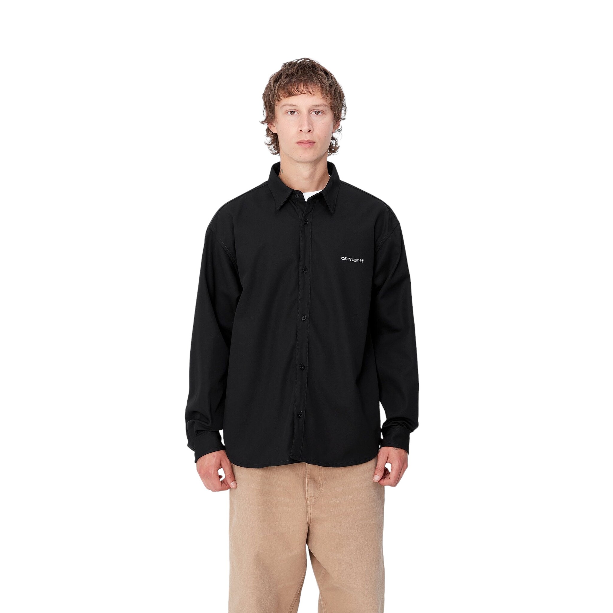 Carhartt WIP L/S Module Script Shirt - Black/White (Rigid)