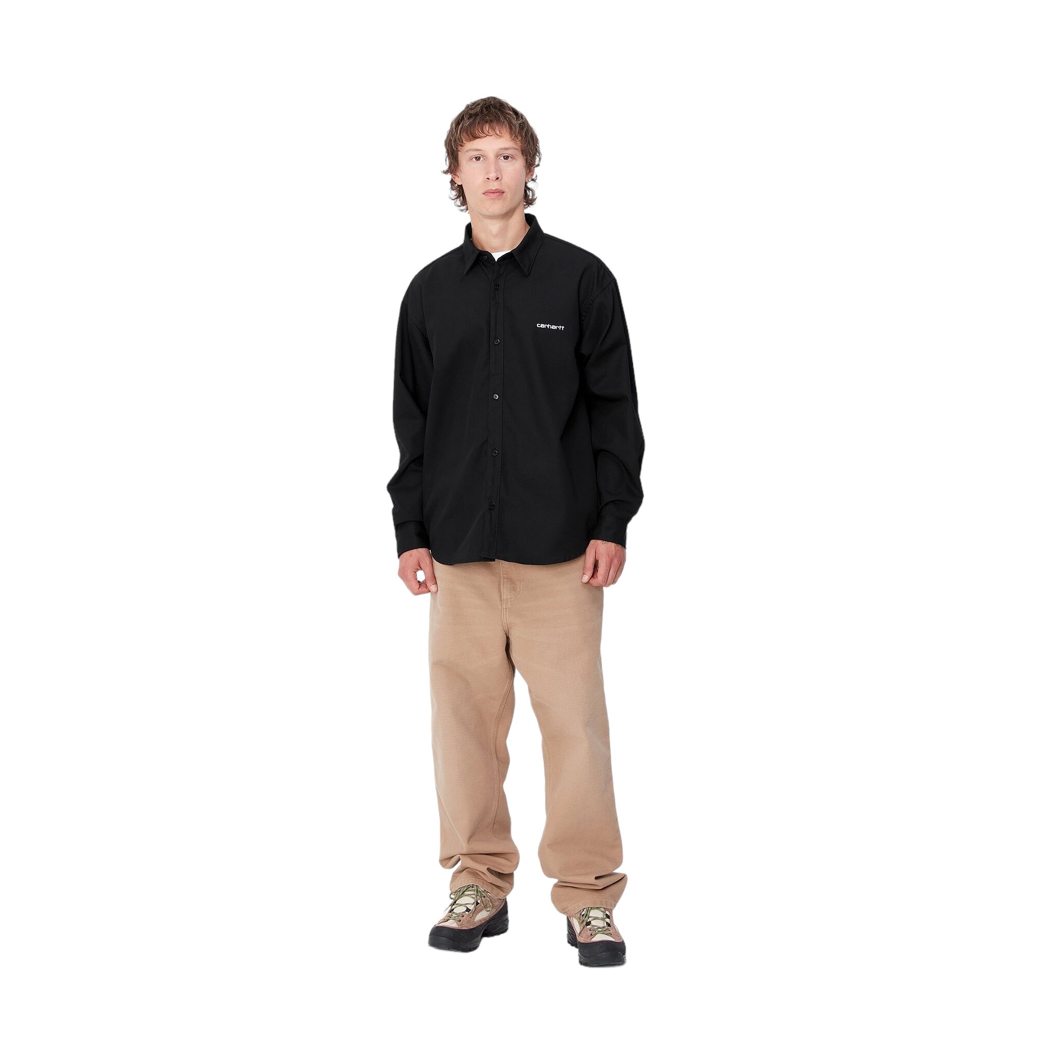 Carhartt WIP L/S Module Script Shirt - Black/White (Rigid)