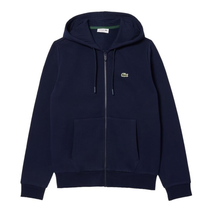 Lacoste Sweatshirt Zippé avec Poche Kangourou - Bleu Marine