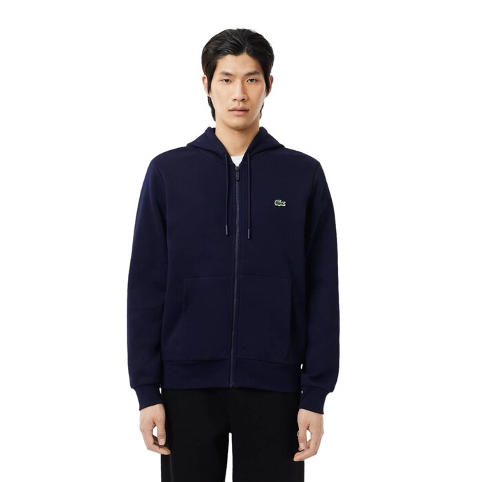 Lacoste Sweatshirt Zippé avec Poche Kangourou - Bleu Marine
