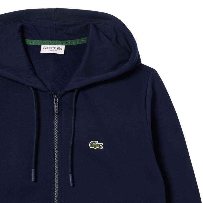 Lacoste Sweatshirt Zippé avec Poche Kangourou - Bleu Marine