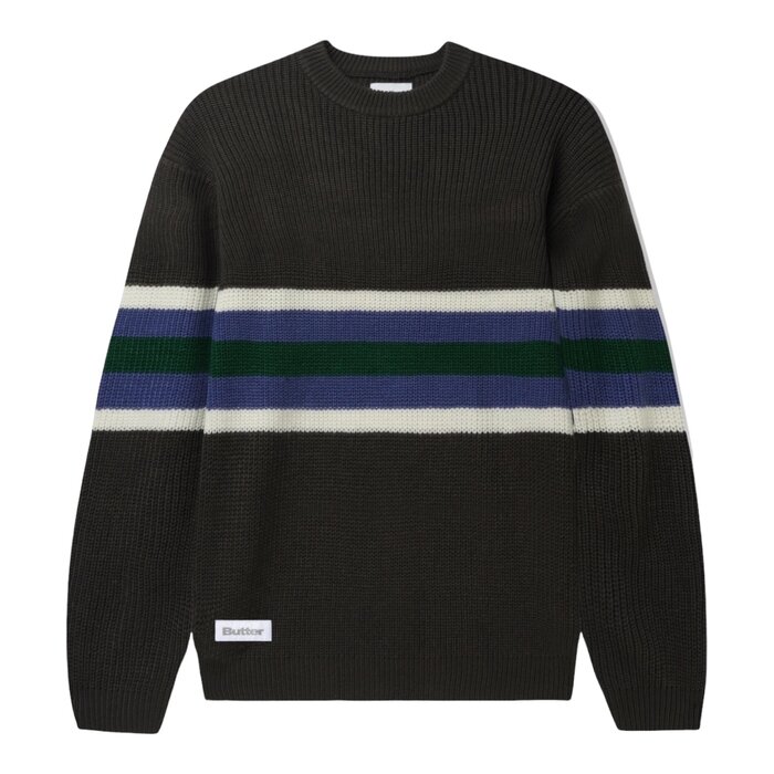 Butter Stripe Knitted Crewneck - Charcoal