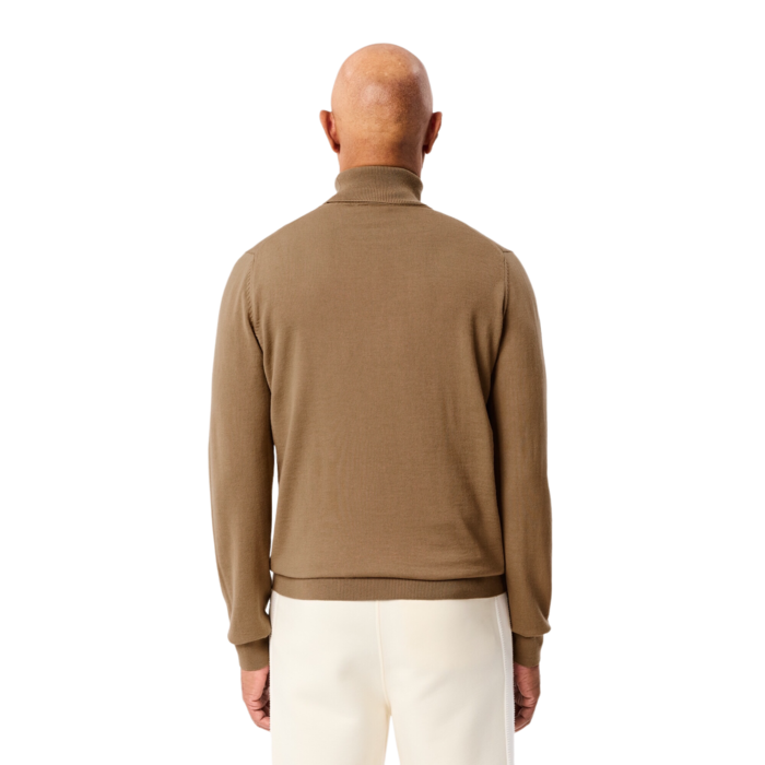 Lacoste Pull en Laine Mérinos Col Roulé - Marron