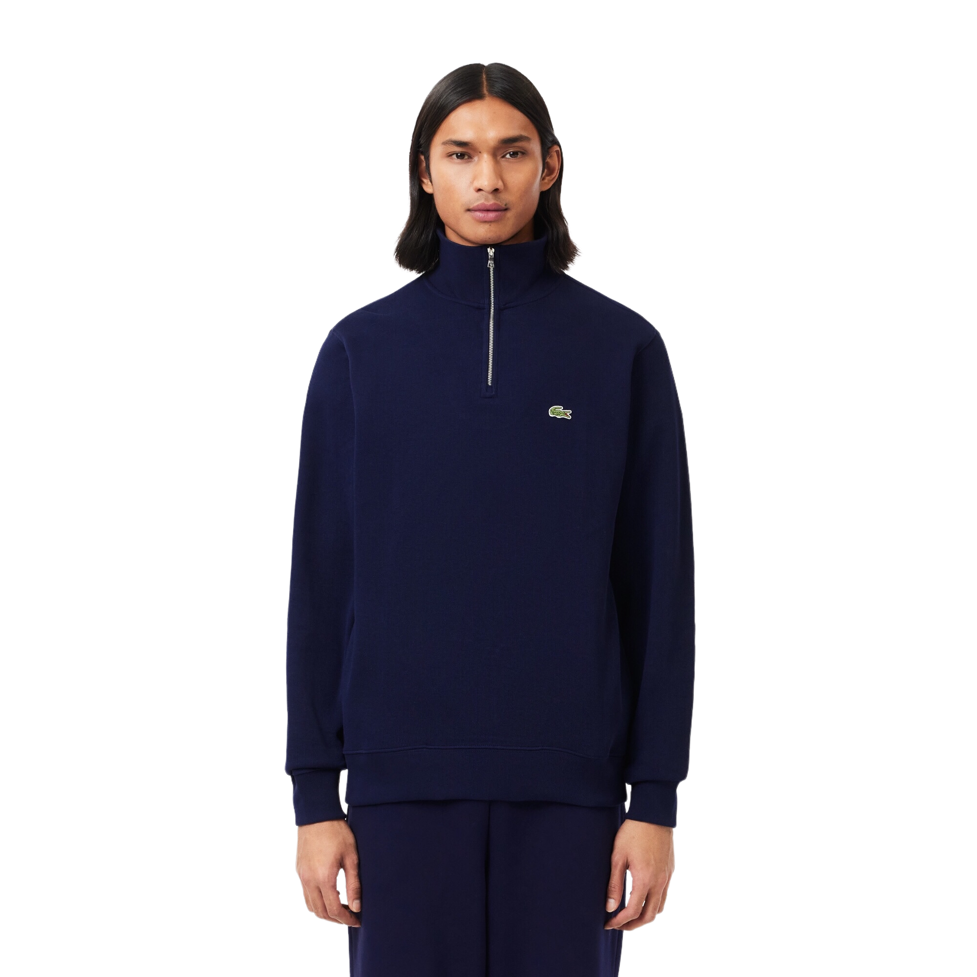 Lacoste Sweatshirt Zippé Interlock Col Montant - Bleu Marine