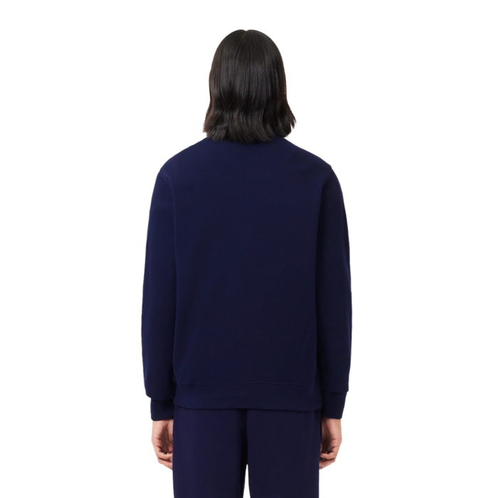 Lacoste Sweatshirt Zippé Interlock Col Montant - Bleu Marine