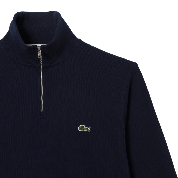 Lacoste Sweatshirt Zippé Interlock Col Montant - Bleu Marine