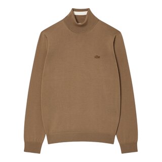 Lacoste Pull en Laine Mérinos Col Roulé - Marron