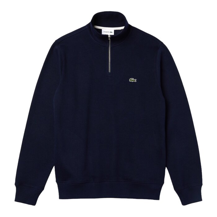 Lacoste Sweatshirt Zippé Interlock Col Montant - Bleu Marine
