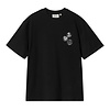 W' S/S Pins T-Shirt - Black/White Stone Washed