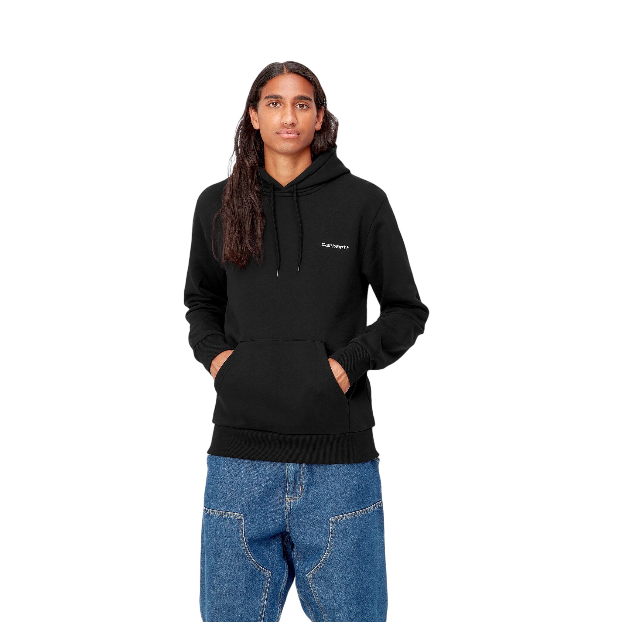 Carhartt WIP Hooded Script Embroidery Sweat - Black/White