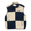 Checkered Sherpa Vest - Natural/Navy Check