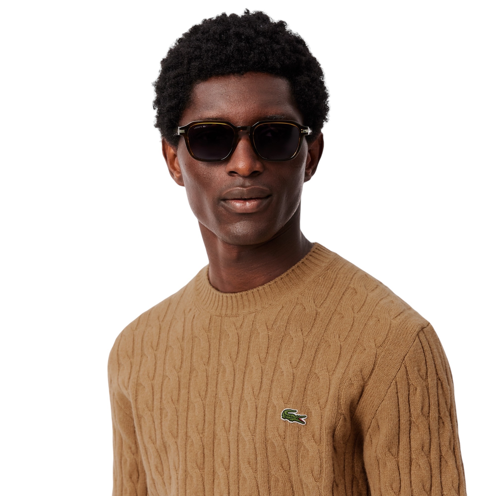 Laine Cardée Pull Hiver Lacoste Pull Torsadé En Laine Cardée Col