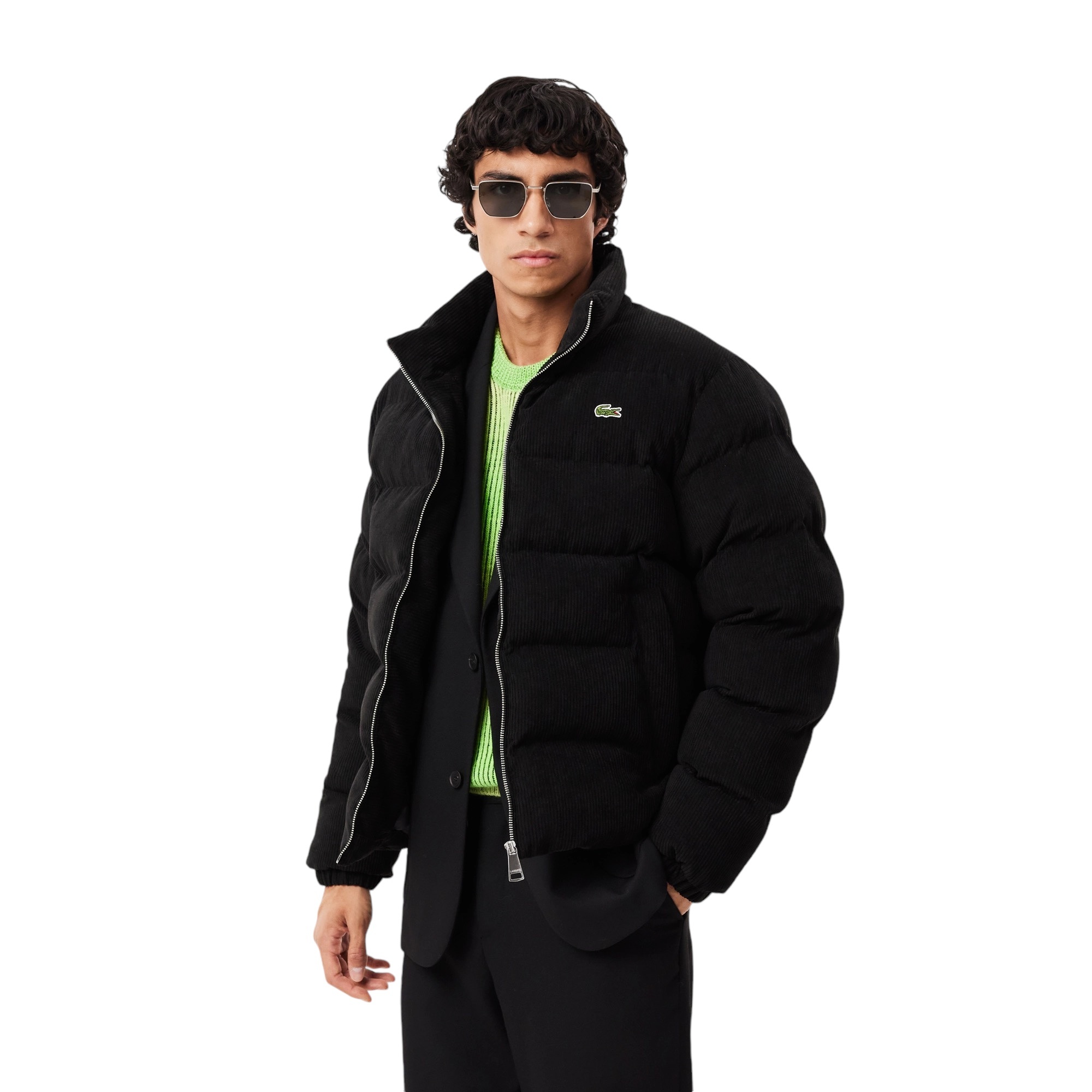 Lacoste Veste Doudoune Lacoste Velour Doudoune Matelassé Velours Noir