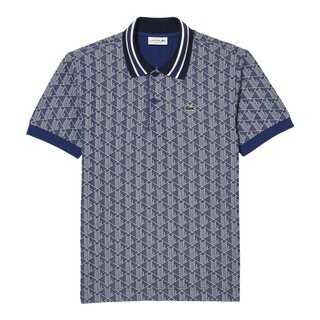 Lacoste Polo motif monogramme classic fit à col contrasté - Bleu Clair/Bleu