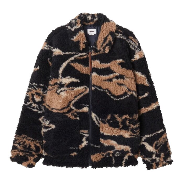 Obey Mushroom Sherpa Jacket - Dark Navy Multi