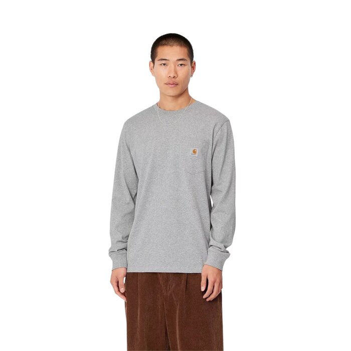 Carhartt WIP L/S Pocket T-shirt - Grey Heather