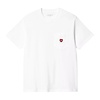 W' S/S Pocket Heart T-Shirt - White/Red