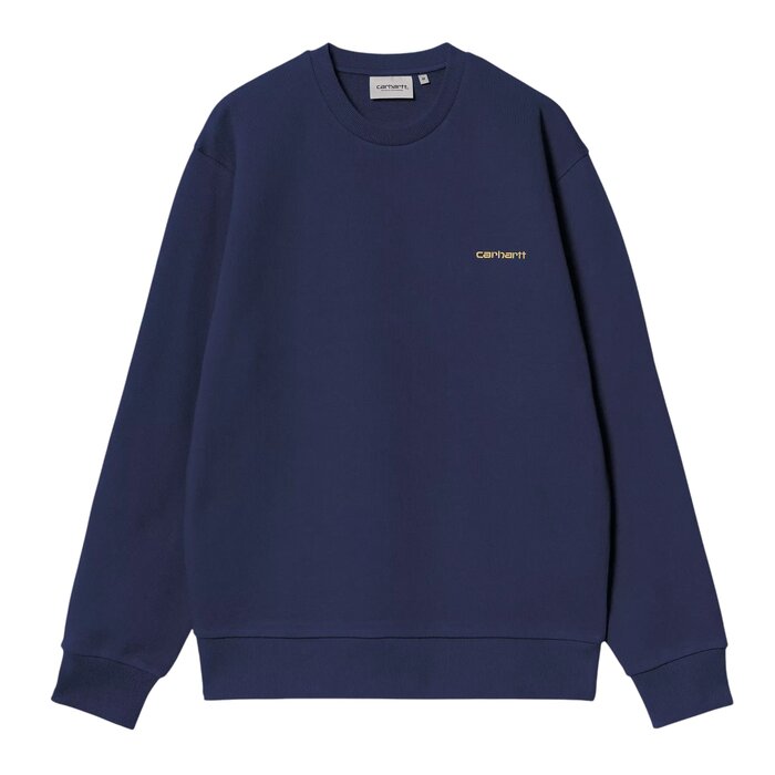Carhartt WIP Script Embroidery Sweat - Ink/Air Yellow
