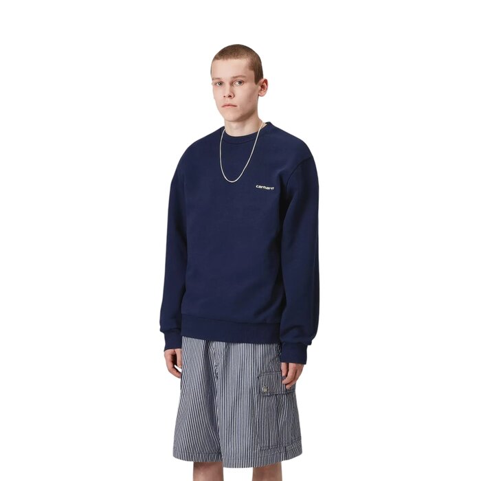 Carhartt WIP Script Embroidery Sweat - Ink/Air Yellow