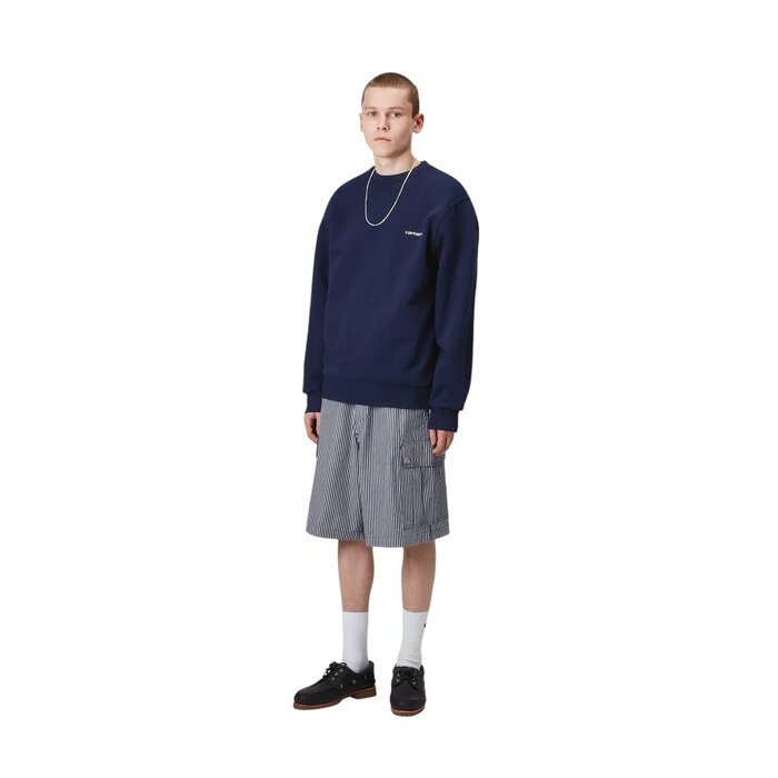 Carhartt WIP Script Embroidery Sweat - Ink/Air Yellow