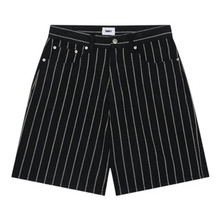 Obey Stripe Baggy Denim Short - Black Multi