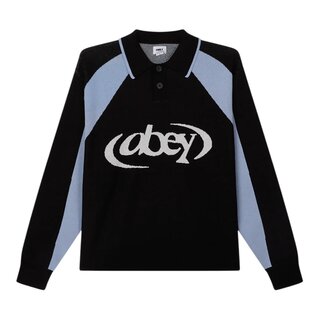 Obey Soccer Polo Sweater - Faded Black Multi