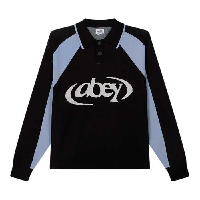 Obey Soccer Polo Sweater - Faded Black Multi