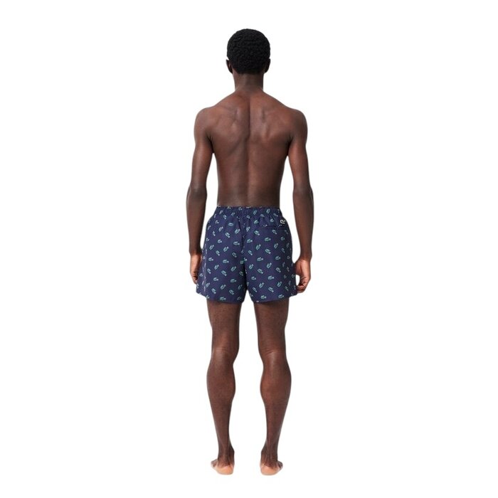 Lacoste Short De Bain Court Imprimé Crocodile - Bleu Marine