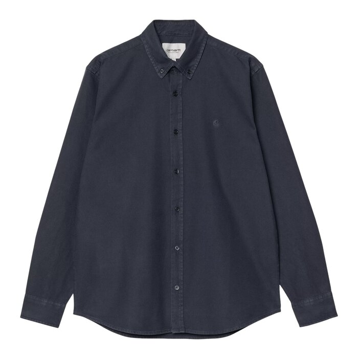 Carhartt WIP L/S Bolton Shirt - Dark Navy (Garment Dyed)