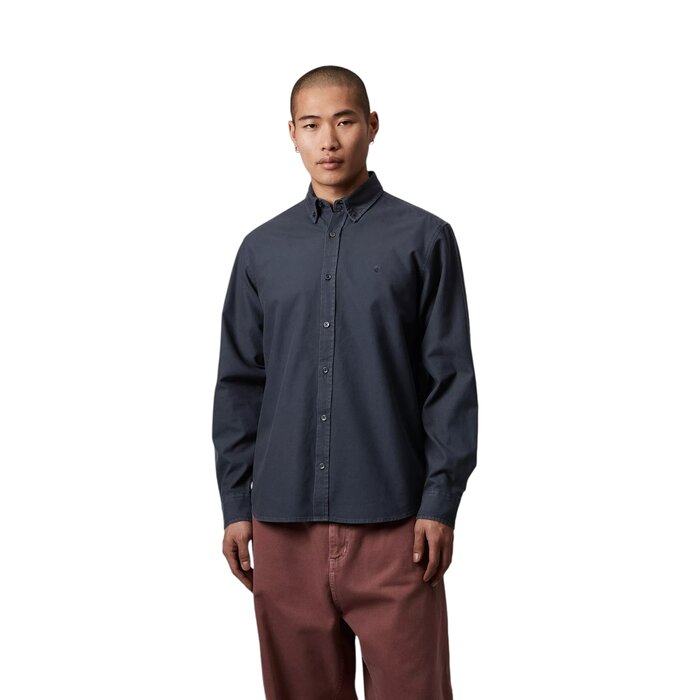 Carhartt WIP L/S Bolton Shirt - Dark Navy (Garment Dyed)