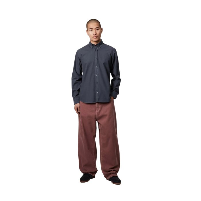 Carhartt WIP L/S Bolton Shirt - Dark Navy (Garment Dyed)