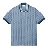 Polo motif monogramme classic fit à col contrasté - Bleu