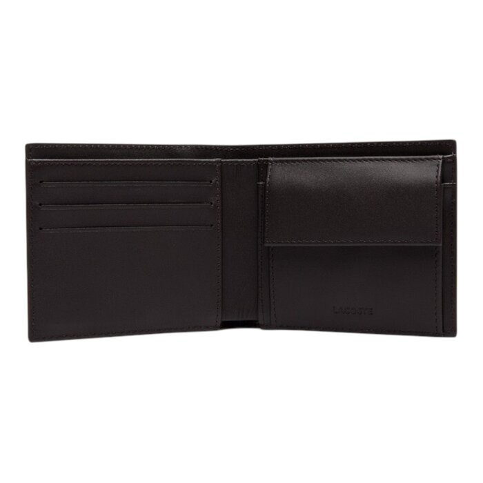 Lacoste Portefeuille moyen FG en cuir - Noir