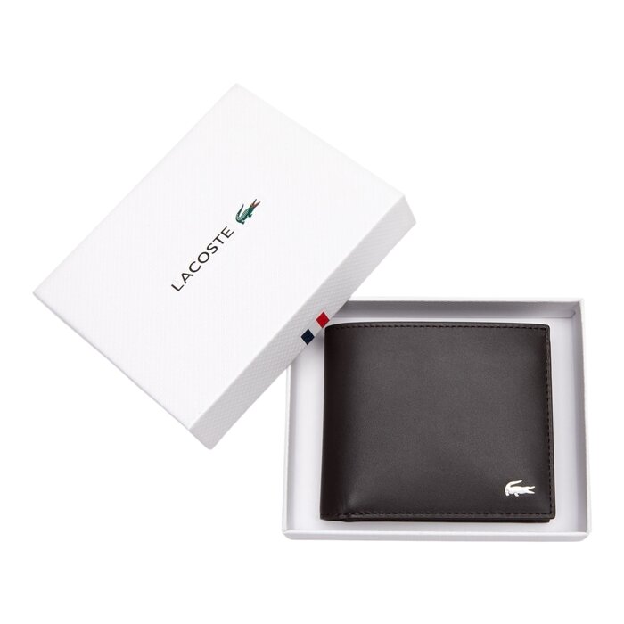 Lacoste Portefeuille moyen FG en cuir - Noir
