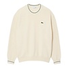 Pull fin en crêpe de coton à rayures - Blanc/Vert/Bleu Clair