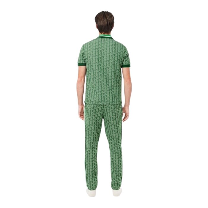 Lacoste Pantalon de survêtement Paris jacquard monogramme - Vert/Beige
