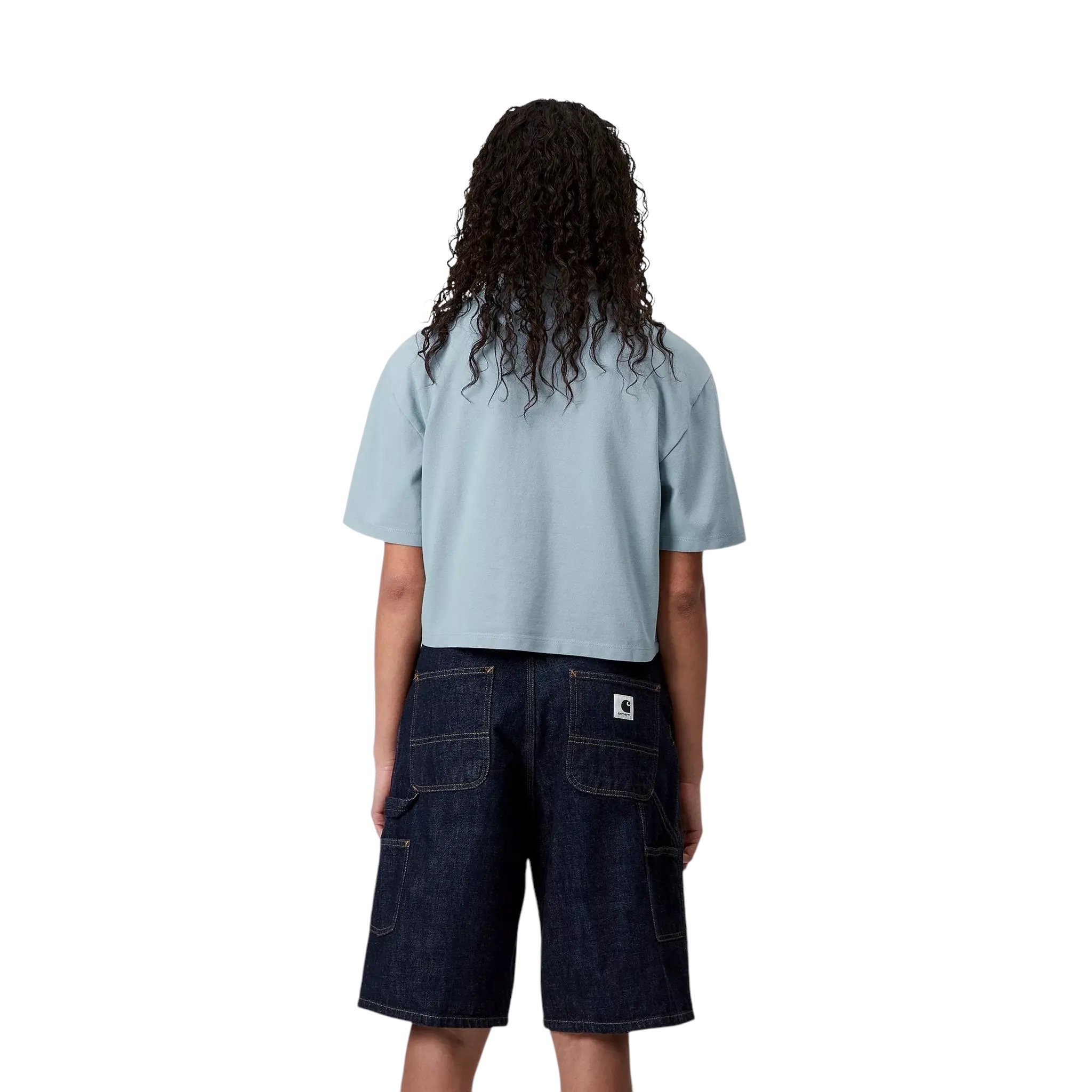 Carhartt WIP W' S/S Carhartt Script Polo TS - Frosted Blue