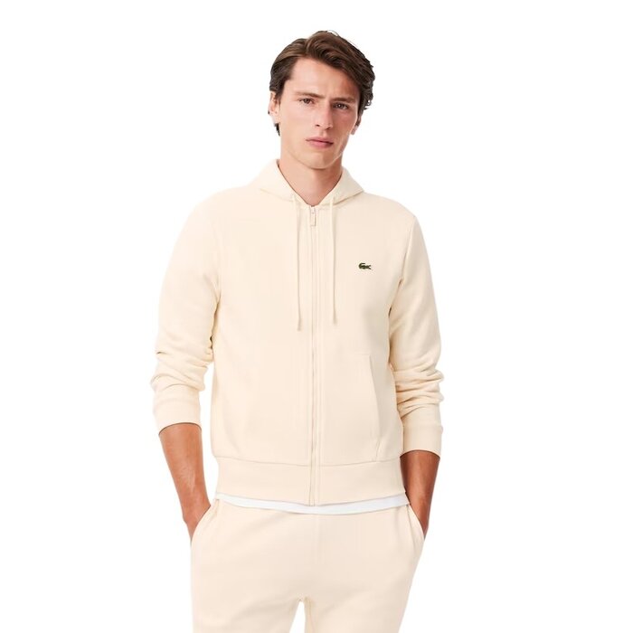 Lacoste Sweatshirt Zippé Lacoste avec Poche Kangourou - Blanc XFJ