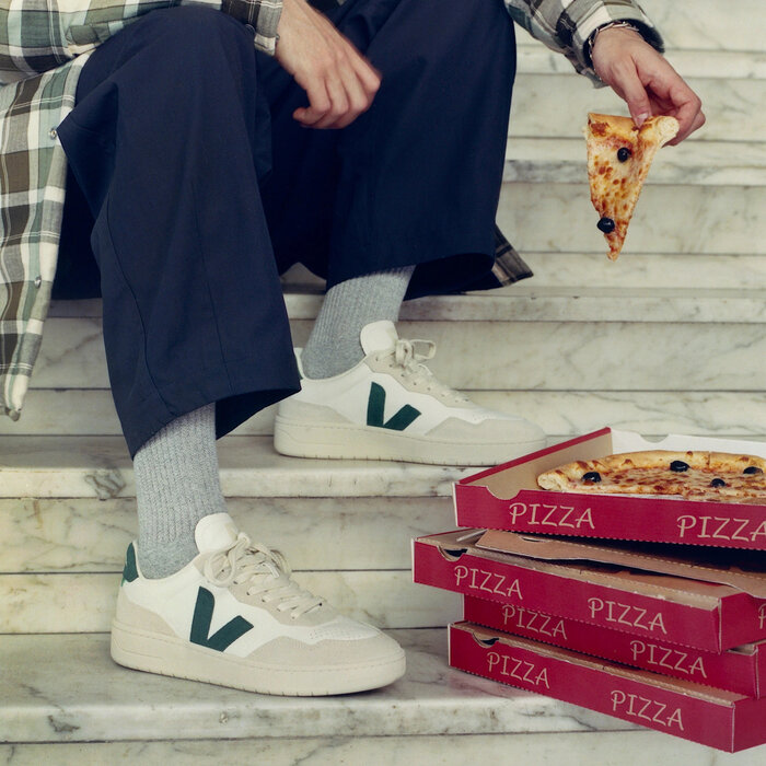 Veja V-90 Leather - White/Cyprus