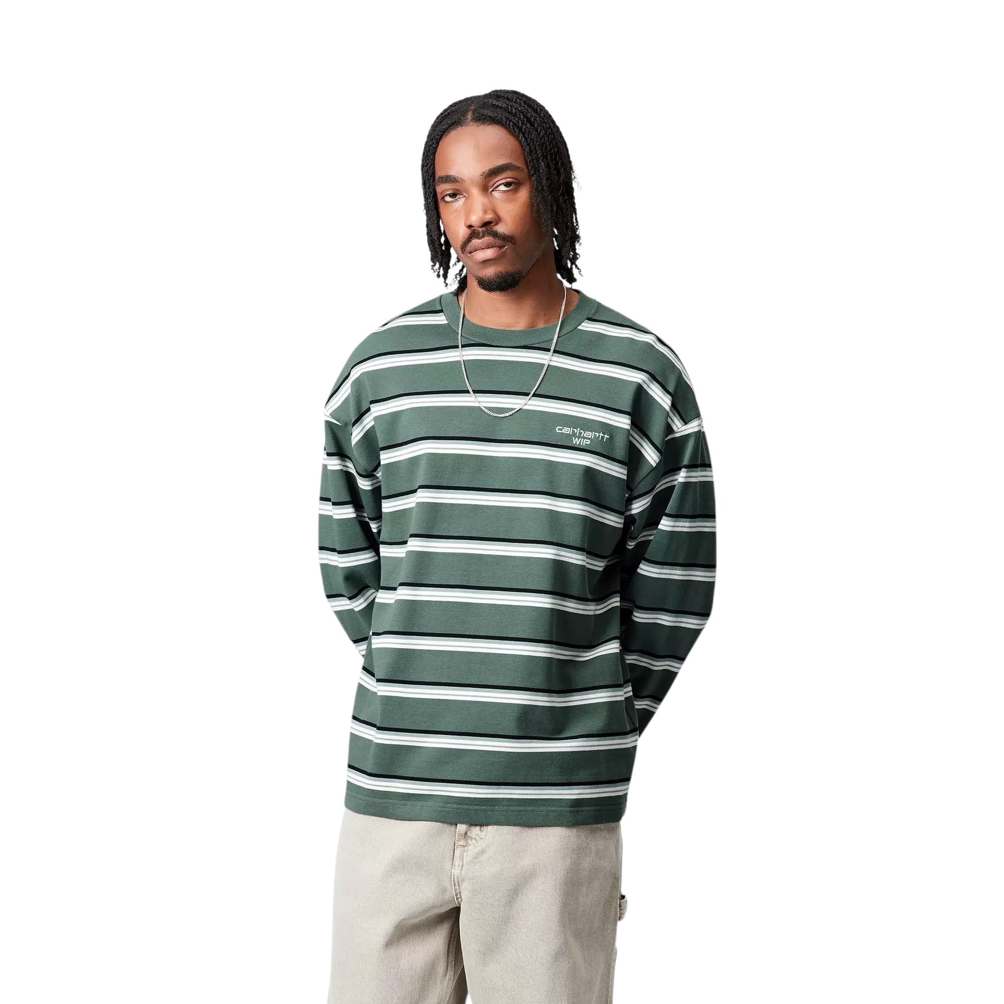 Carhartt WIP L/S Holm T-Shirt - Holm Stripe/Silver Pine