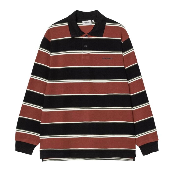 Carhartt WIP L/S Malone Rugby Shirt- Malone Stripe/Dark Brick
