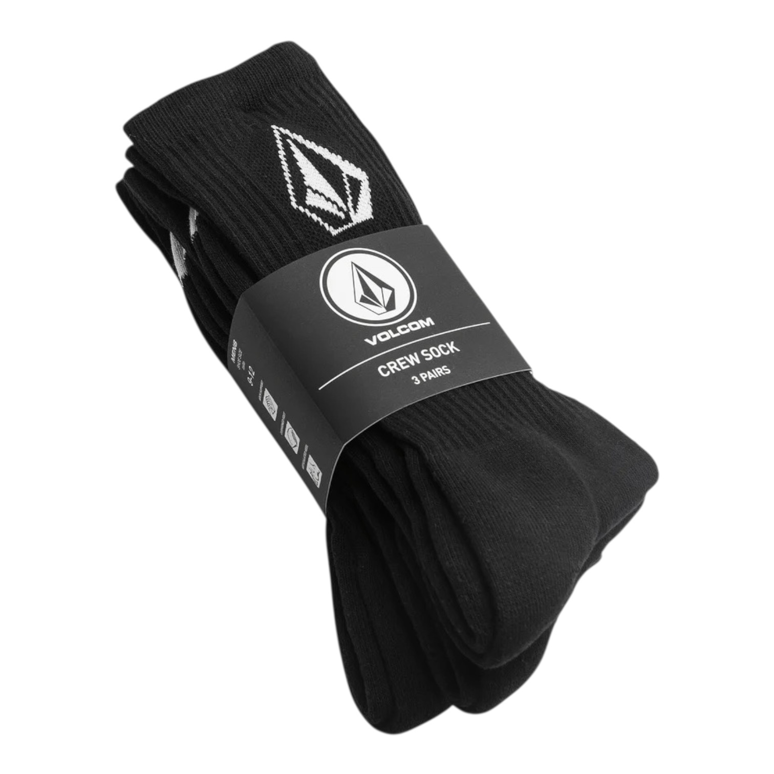 Volcom Full Stone Sock 3PK ( 9-12 ) - Black