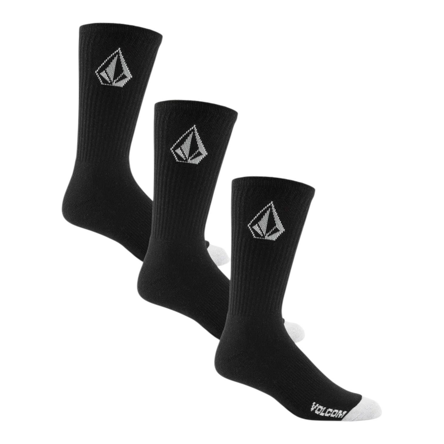 Volcom Full Stone Sock 3PK ( 9-12 ) - Black