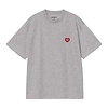 W' S/S Heart Patch T-Shirt - Grey Heather/Red