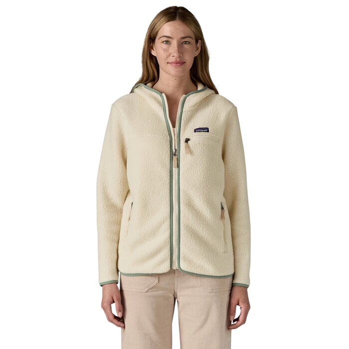 Patagonia W'S Retro Pile Hoody - Natural/Ellwood Green