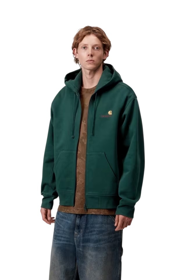 Carhartt WIP Hooded American Script Jacket - Dark Fir